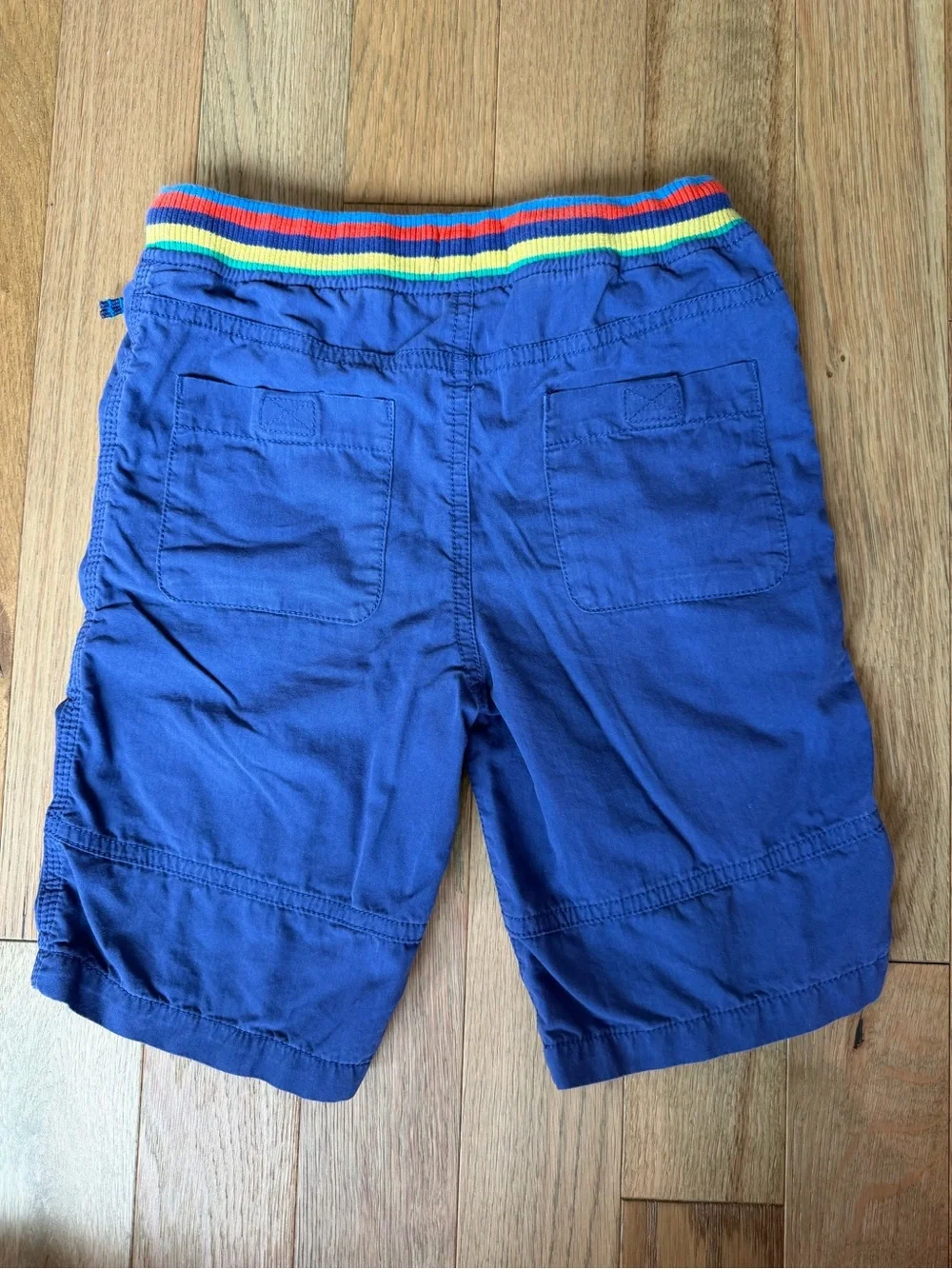 Mini Boden Boys Navy Blue Rainbow Waist Zip Pocket Shorts Size 8Y